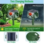 360° Solar Power Ultrasonic Animal Repeller for Dog Bird Mouse Cat Rechargeable - Image 3