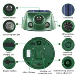 360° Solar Power Ultrasonic Animal Repeller for Dog Bird Mouse Cat Rechargeable - Image 2